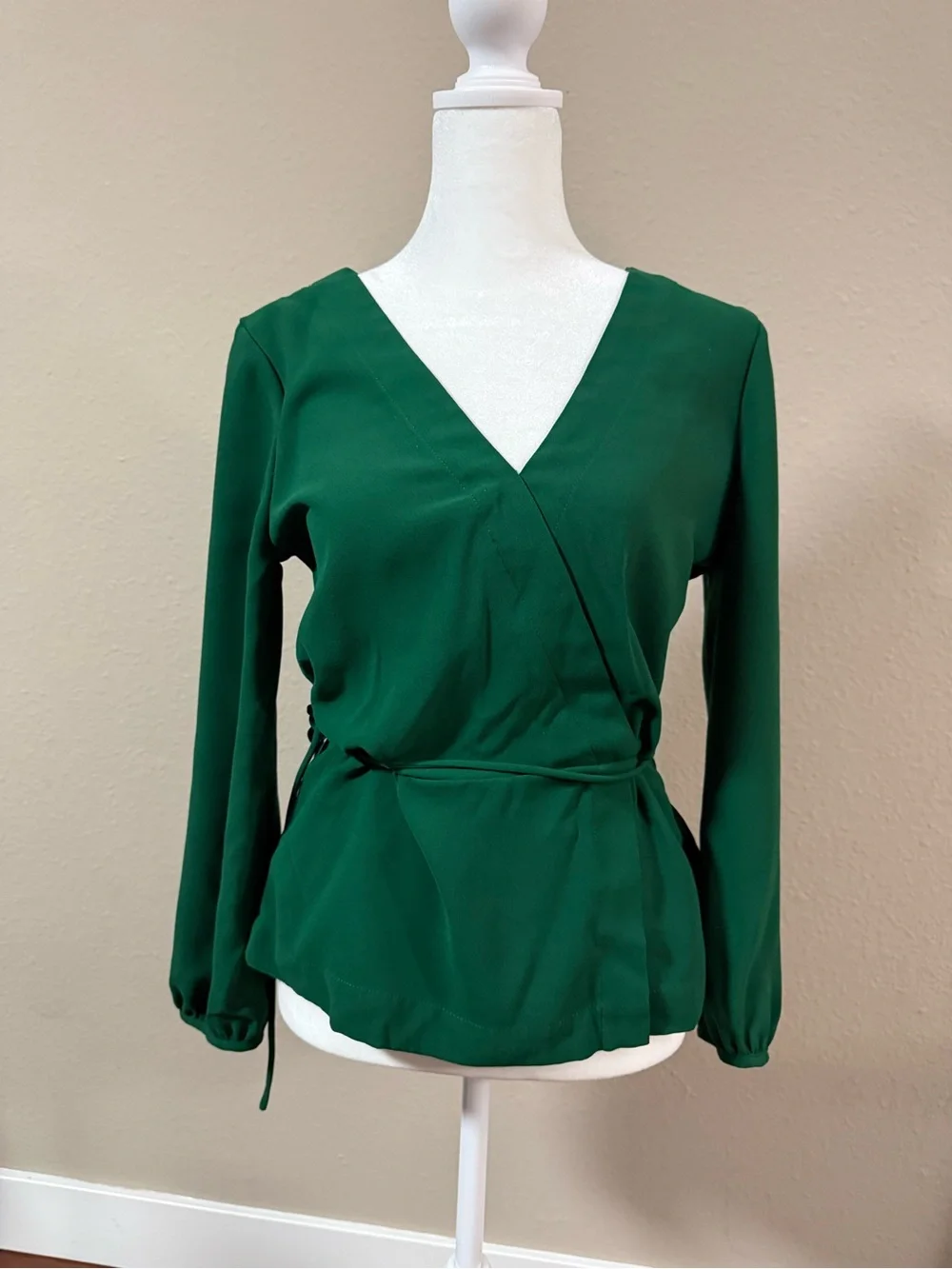 J. Crew | Drapey Crepe Faux Wrap Surplice Tie Waist Top Blouse
